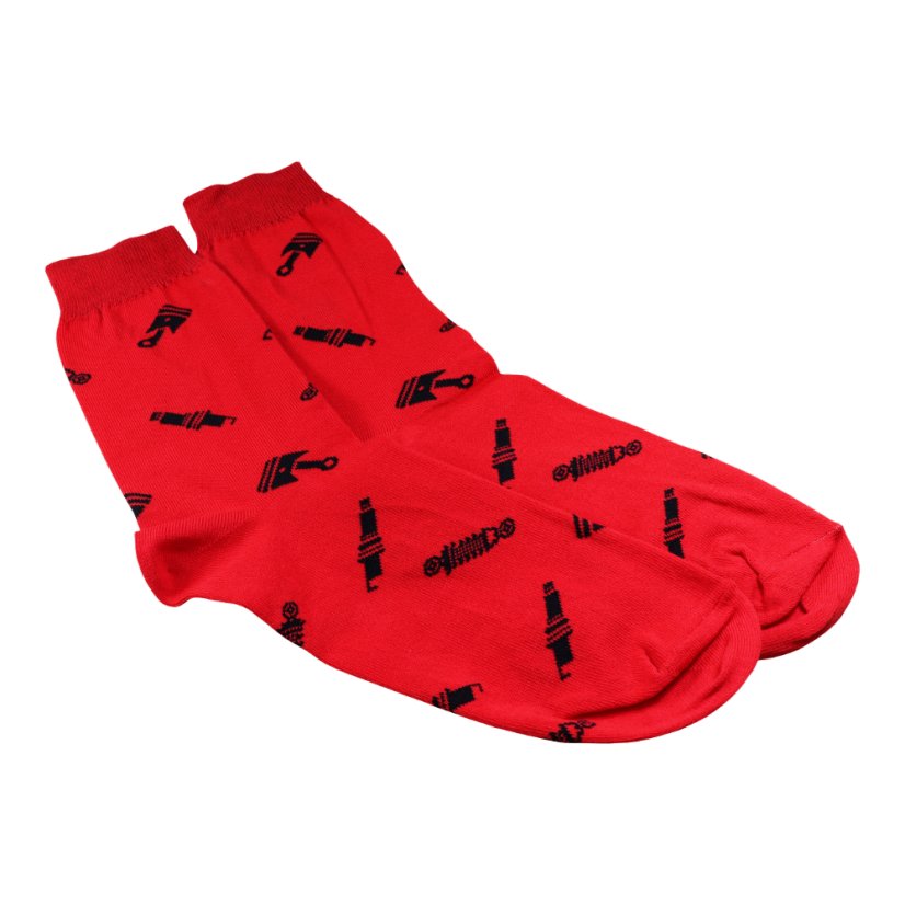Ponožky pro opravdového motorkáře (42-46), ČERVENÉ - Černé písty a tlumiče