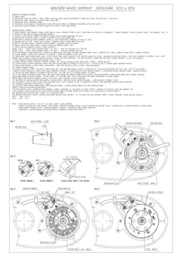 Bezkontaktní zapalování VAPE (SZ13-1) 1-válec / 12V - JAWA, ČZ
