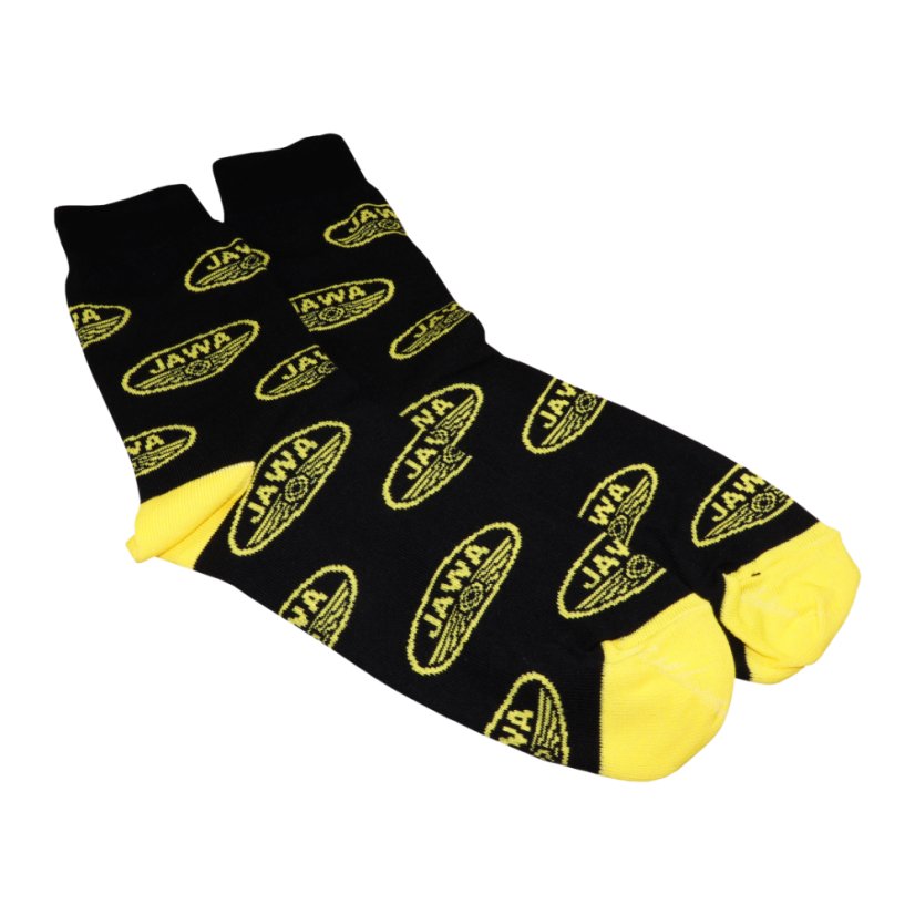 Socken für den echten Motorradfahrer (42-46), SCHWARZ - Gelbe JAWA-Logos