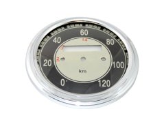 Sklo + rámeček tachometru 120 km/h, ČERNÝ - JAWA, ČZ