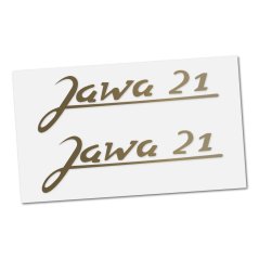 Samolepka JAWA 21 (nápis), ZLATÁ (2ks)
