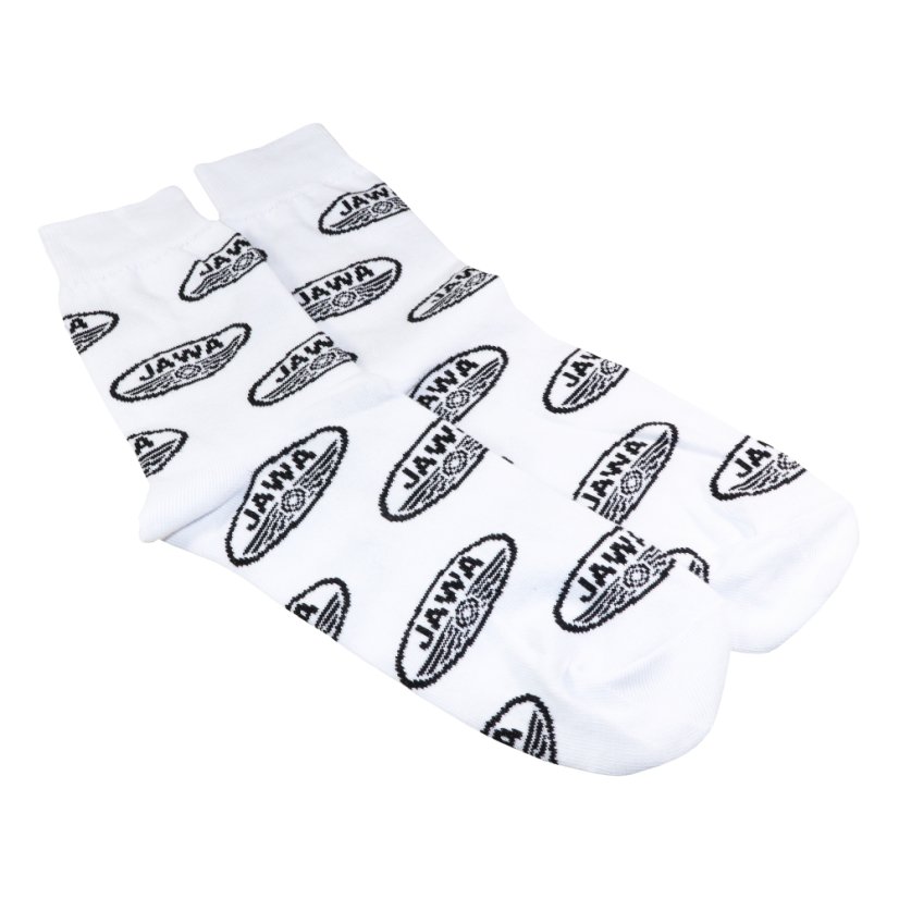 Socken für den echten Motorradfahrer (42-46), WEISS - Schwarze JAWA-Logos
