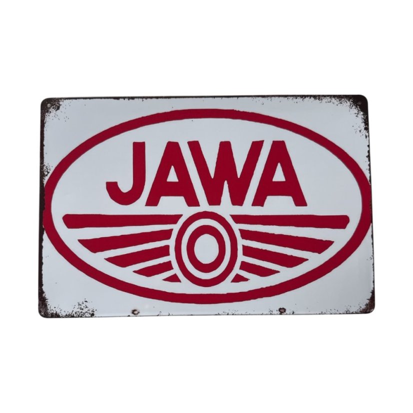 Cedule 2D, nápis JAWA - Bílá