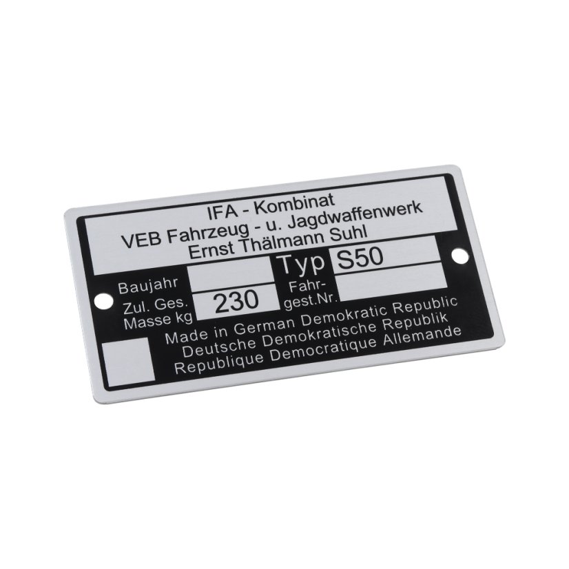 Štítek rámu (tištěný) - Simson S50