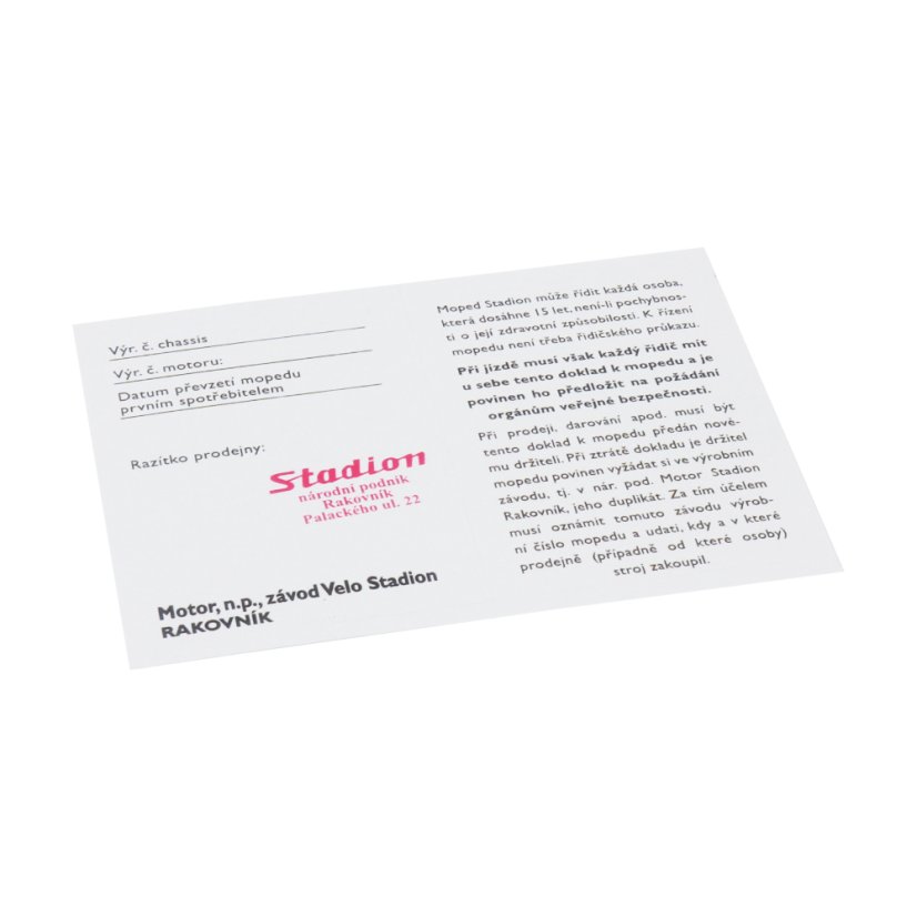 Document of moped - Stadion S11