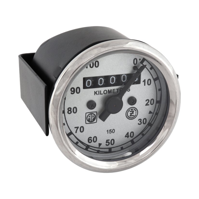 Speedometer (100km/h), "AP" silver base, No.1 - ČZ 150 C