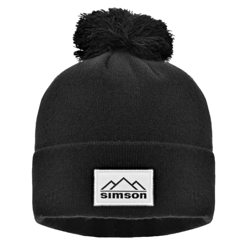 Wintermütze mit Bommel, schwarz - Motiv SIMSON Suhler Berge