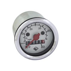 Tachometer (80 km/h) BELEUCHTET, weißes Zifferblatt - Babetta