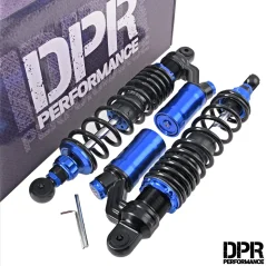 Tlumiče zadní plynové 360 mm, stavitelné, ČERNÉ / MODRÉ, sada 2 ks DPR PERFORMANCE – Simson