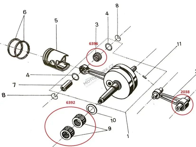 Needle bearing per crankshaft Babetta