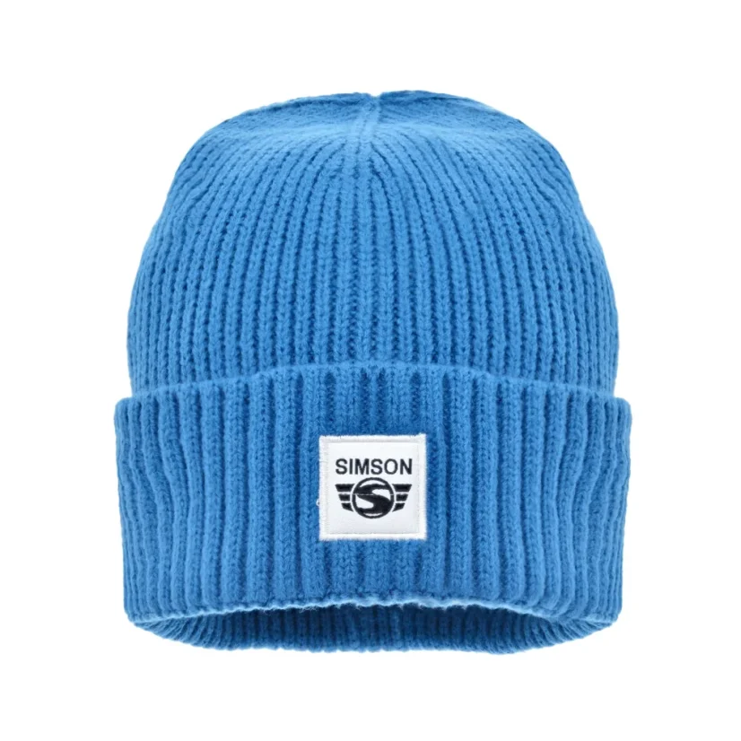 Zimní čepice, MODRÁ - logo SIMSON